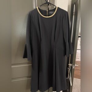 Investments Black Dress with Gold Accents